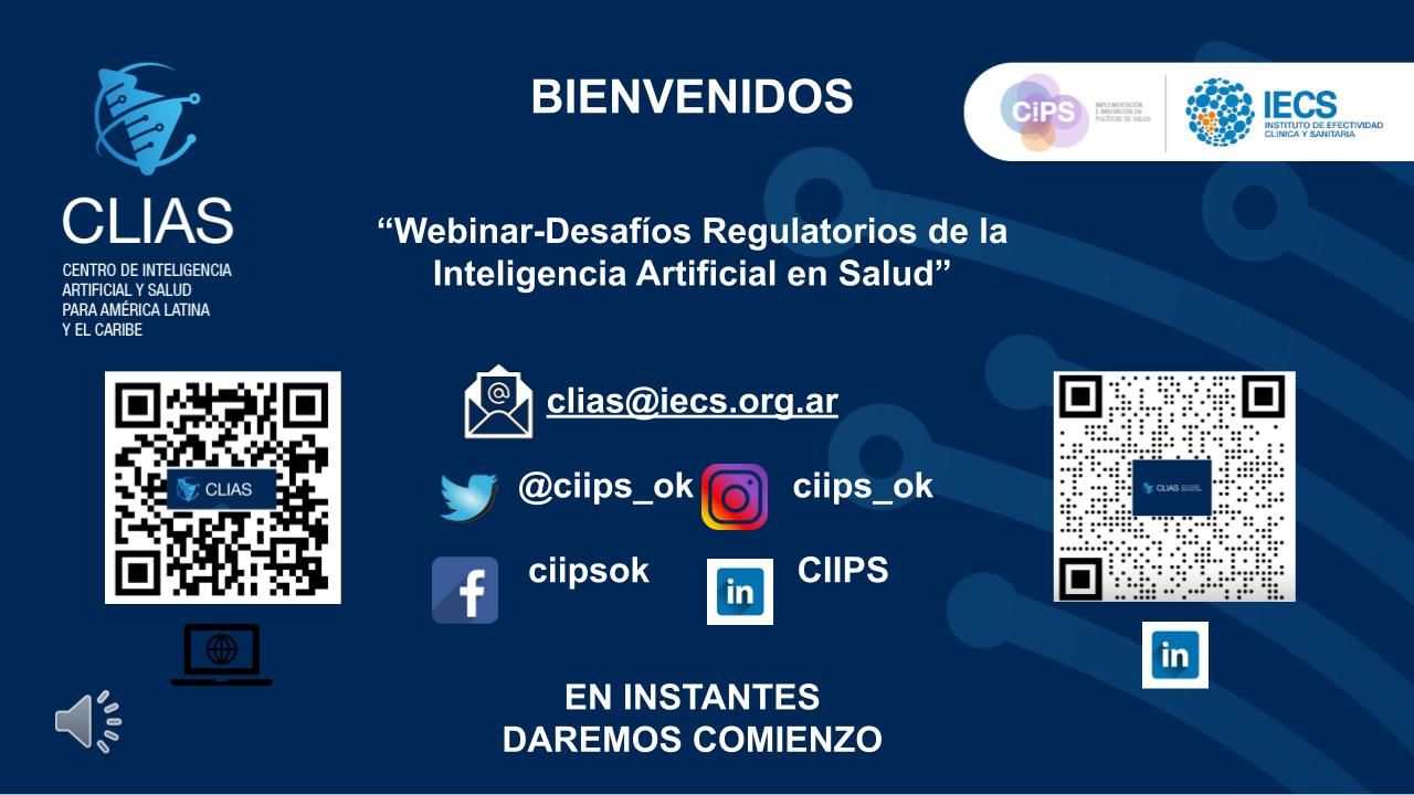 placa inicial del Webinar con información sobre las redes del CLIAS