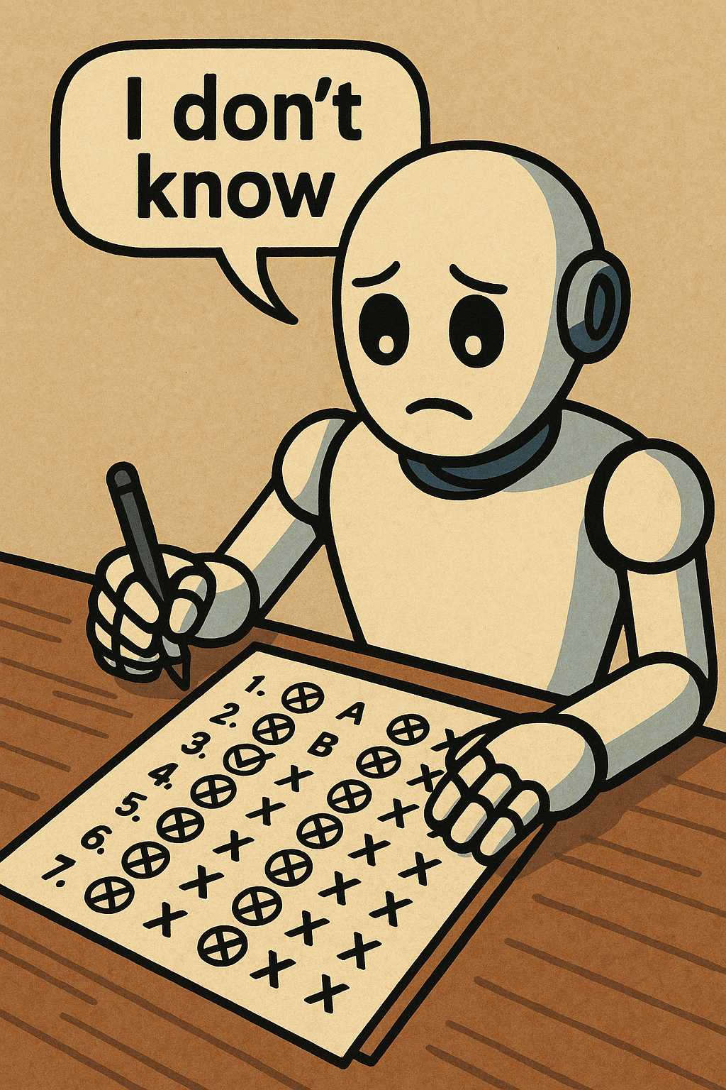 Imagen de un robot que dice que no sabe la respuesta correcta